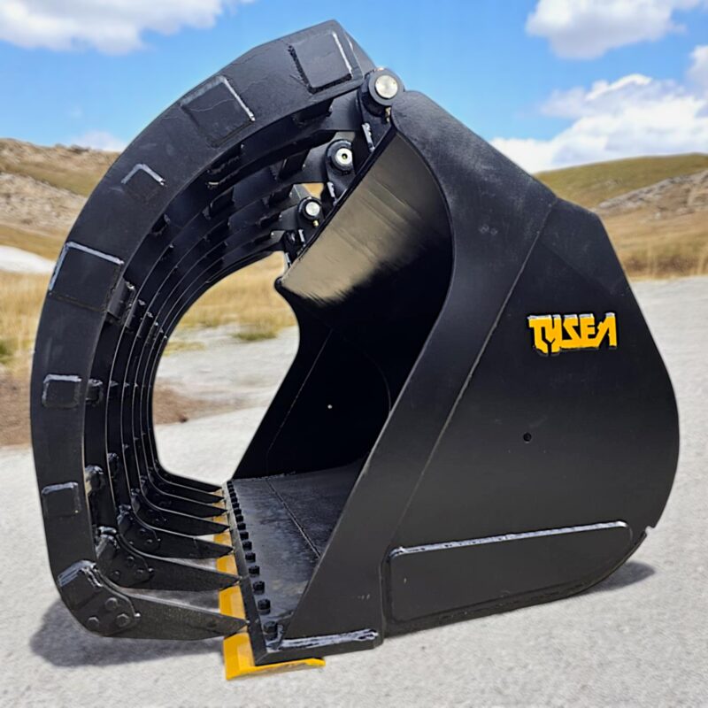 Wheel loader corral bucket in gravel lot