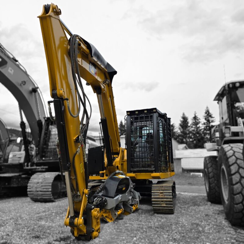 80-EXCAVATOR-FOPS-GUARDING - CAT-309 CAT excavator with FOPS cab guard and window guarding installed for forestry