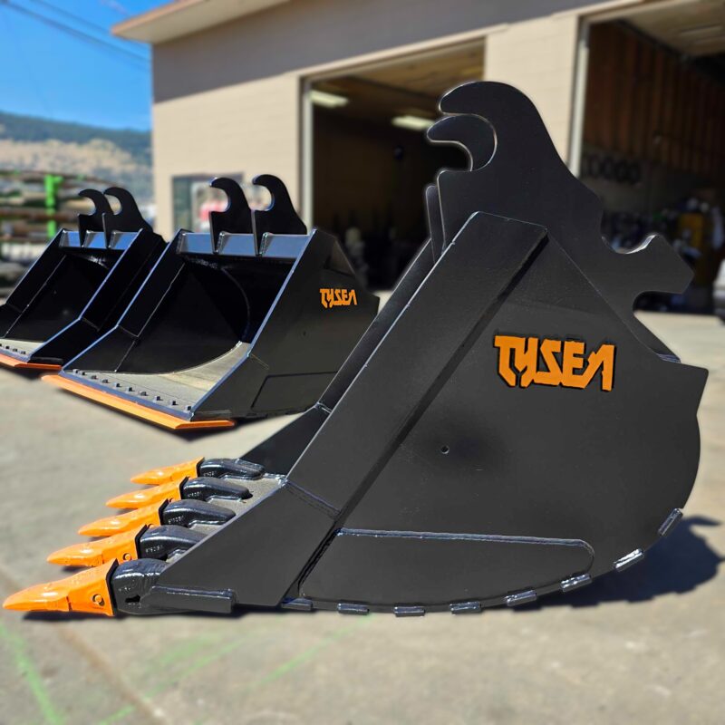 Excavator dig bucket and cleanup buckets in a row