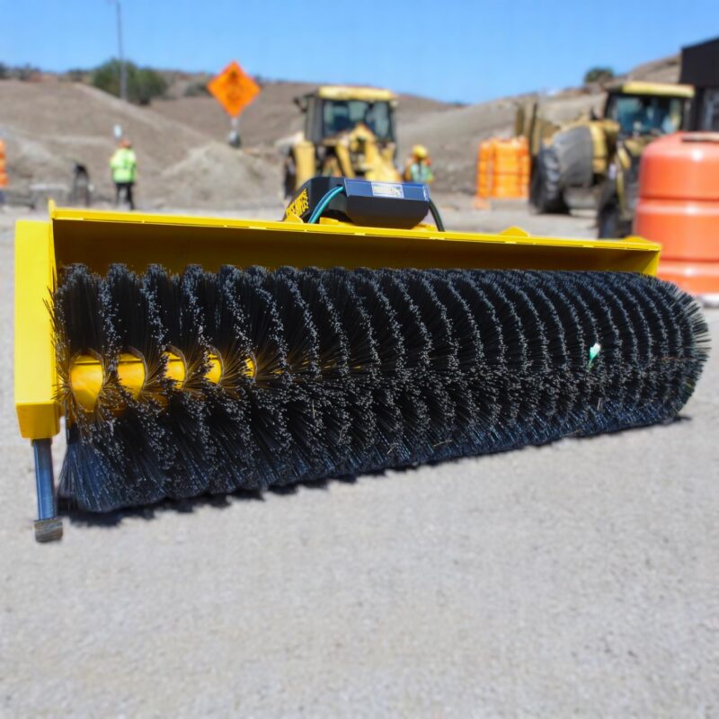 Wheel loader hydraulic angle sweeper broom on road work site