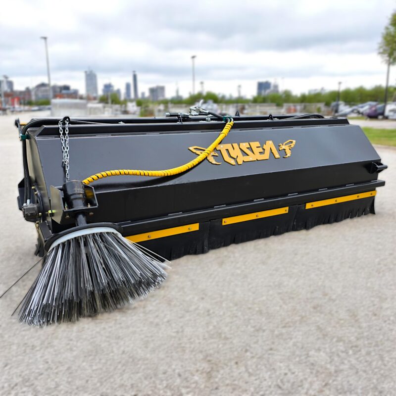 Wheel loader pickup broom with gutter brush in city maintenance