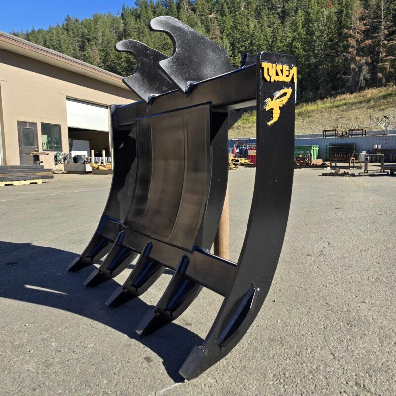 5-tine excavator brush rake attachment for land clearing and forestry