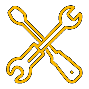 Icon with wrench and screw driver showing built in house