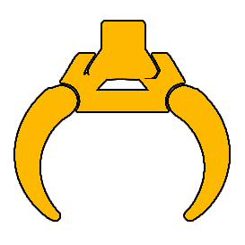 Yellow icon with grapple arm indicating secure grip