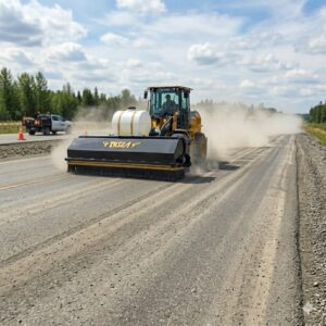 Wheel loader pickup broom installed onto 544J John Deere Loader