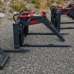 Row of skid steer mat grapples