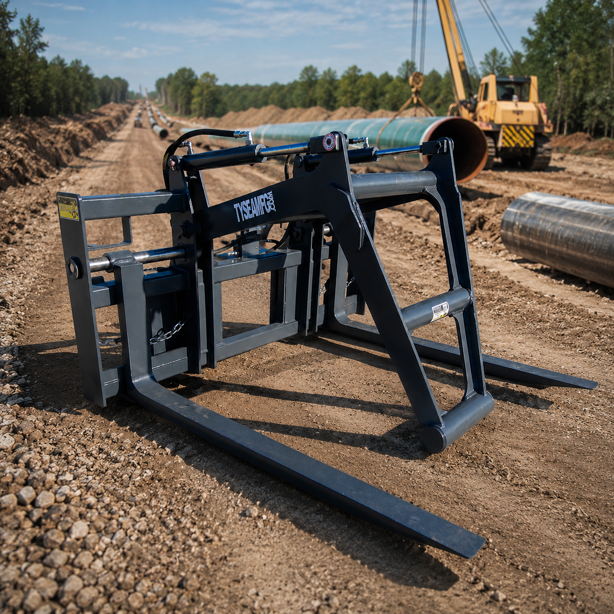 Skid Steer mat grapple on a pipeline construction site 